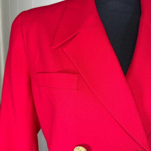 VINTAGE NWT Kasper Red Double-Breasted Blazer and Skirt Set - Picture 6 of 16